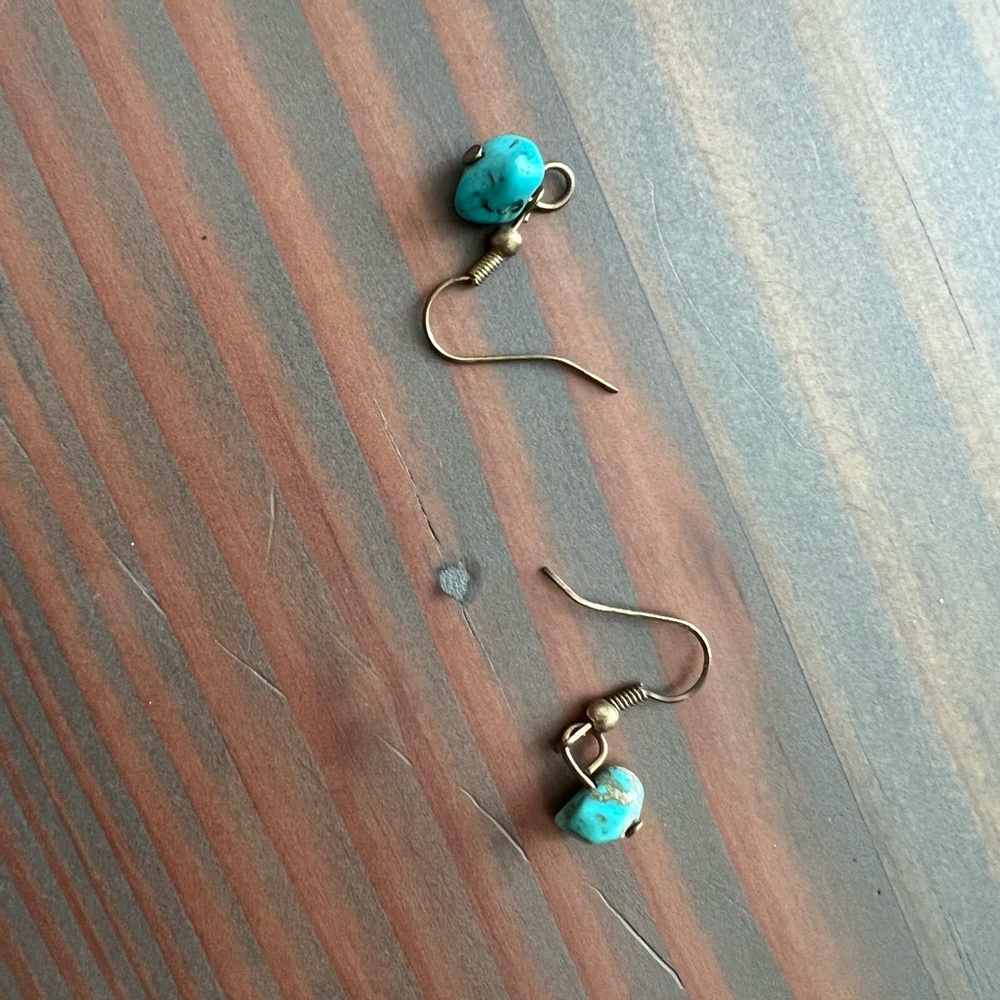 Turquoise and Gold Dangle Earrings